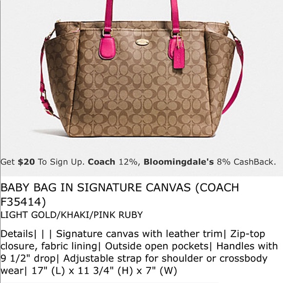 Coach Signature Saddle and Pink Coated Canvas Bag - Picture 4 of 16